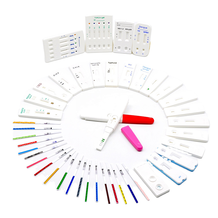 Ukunemba Okuphezulu Kwe-Antigen Yokuxilonga Kwezokwelapha Kanye Nekhithi Yokuhlola Esheshayo Ye-Antibody Igg Igm Hiv Hcg Flus Pcr A+b Swab Rapid Test Kit